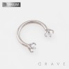 INTERNALLY THREADED CZ PRONG SET HORSESHOE ASTM F-136 IMPLANT GRADE TITANIUM